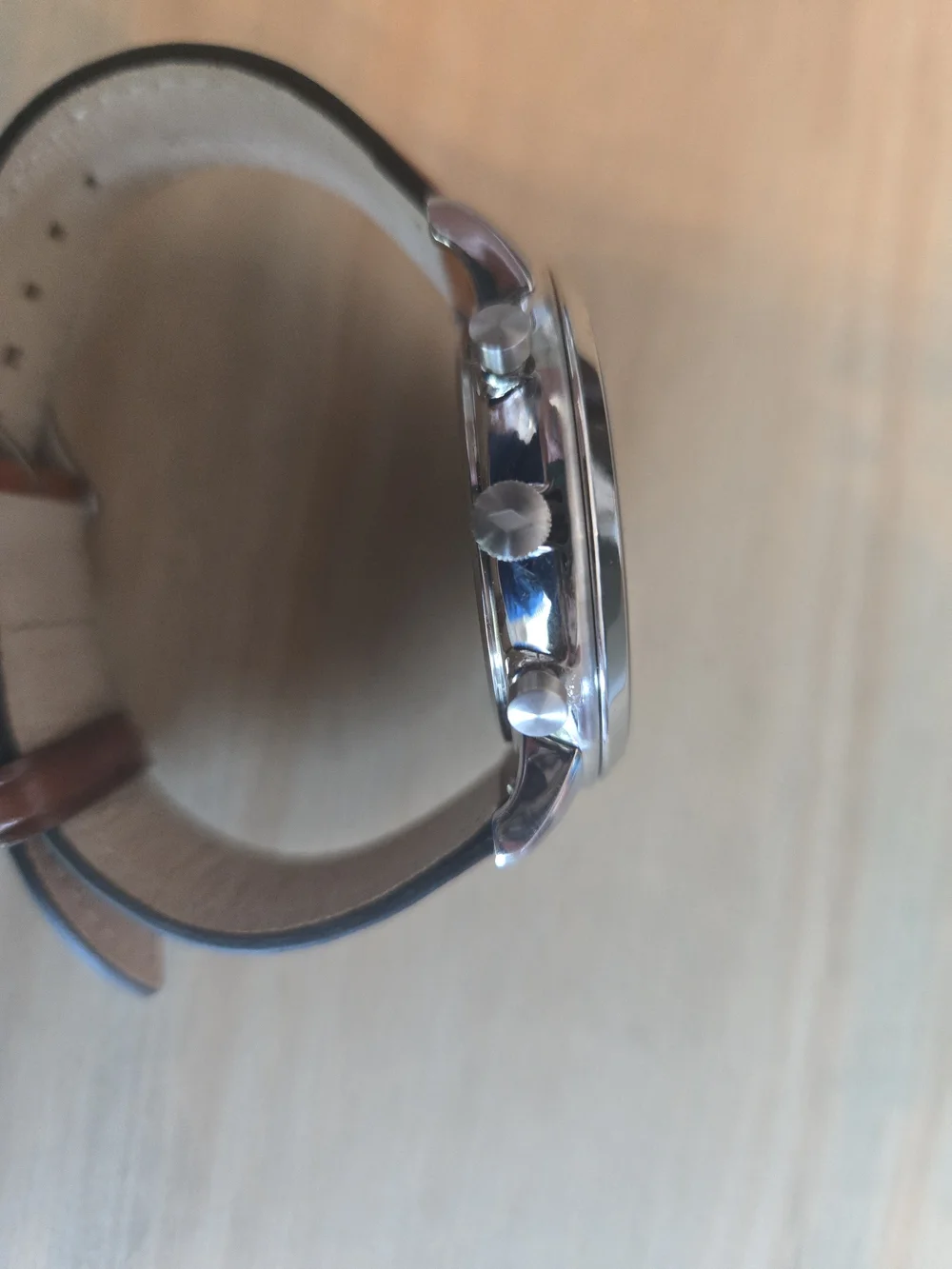 Fossil Men's Brown Leather Strap Watch with Navy Dial